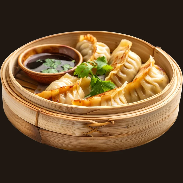 Jiaozi alla griglia con salsa di soia